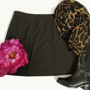 J Jill Stretch Wool Mini Skirt Lightweight A-line Zip Lined Chocolate Brown 12